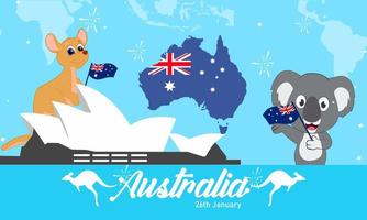 Australië dag achtergrond met platte ontwerp illustratie vector