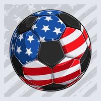sport voetbal met usa vlagpatroon voor 4 juli, amerikaanse onafhankelijkheidsdag en veteranendag vector