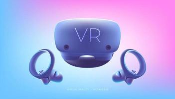 virtual reality-headset en controllers voor gaming. vr helm. metaverse technologie concept. vector