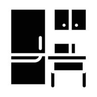 coworking litchen meubels glyph pictogram vectorillustratie vector