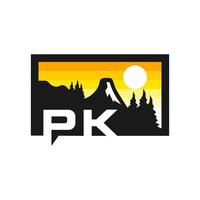 bergzon illustratie logo met letter pk vector