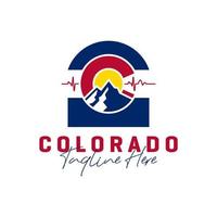 Colorado berg illustratie logo met letter c vector