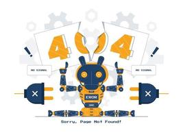 vector concept illustratie robot met pagina niet gevonden 404 fout platte cartoon stijl