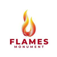 brandende fakkel brand vlam logo ontwerp. monument logo vector