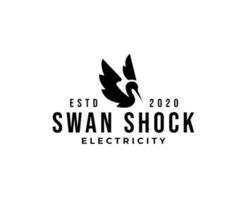 abstracte elektrische zwarte zwaan ontwerp logo silhouet vector