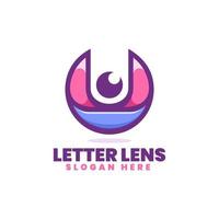 letter lens logo, eenvoudige mascotte stijl vector