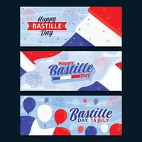 happy bastille dag banners set vector