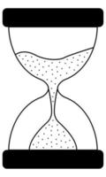 hand getekende zandloper. apparaat voor het meten van tijdsintervallen. doodle stijl. vector illustratie