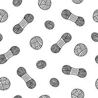 zwart-wit naadloze patroon met doodle overzicht strengen en ballen van garen. vector