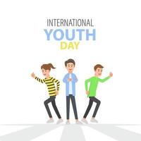 illustratie van enthousiaste jongeren, het concept van internationale jeugddag vector
