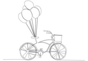 een lijntekening of ononderbroken lijntekeningen van een klassieke fiets vectorillustratie. hand getrokken schets van traditioneel transport fiets bedrijfsconcept. minimalistische gezonde levensstijl vector