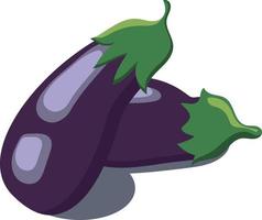 twee vector isometrische aubergines die op elkaar liggen op een witte achtergrond