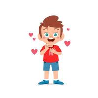 schattige kleine jongen toont liefde en kus pose-expressie vector