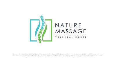 chiropractische massage logo-ontwerp met creatieve element premium vector