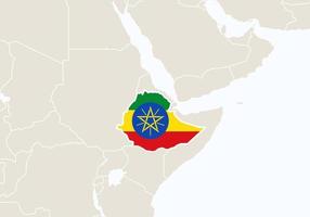 afrika met gemarkeerde ethiopië kaart. vector