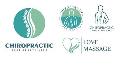 chiropractie icon set logo design collectie voor massage teraphy met uniek concept premium vector