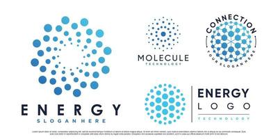 set van globe technologie logo vectorillustratie met molecuul en ronde vorm ontwerp premium vector