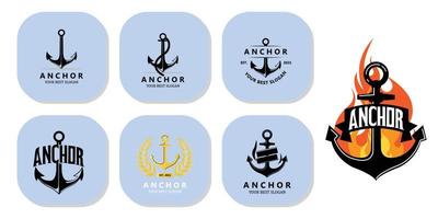 schip anker logo pictogram vector, haven, retro ontwerp illustratie vector