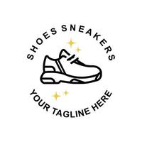 sneakers schoen logo-ontwerp, vectorillustratie van trending jeugdschoeisel, eenvoudig funky concept vector