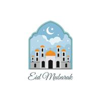 vector logo eid al adha, islamitische viering dag na ramadan, Arabische kalligrafie moskee ontwerp, voor wenskaart stickers