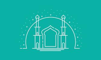 moskee dunne lijn achtergrond sjabloon kopie ruimte vector
