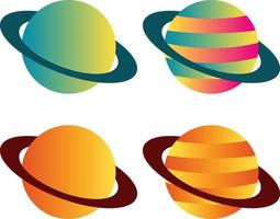 Saturnus planeet icon set vector