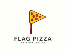 vlag pizza logo ontwerp vector