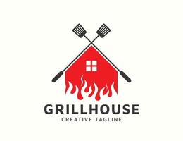 grill huis logo ontwerp vector