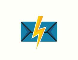 mail logo met bliksemontwerp vector