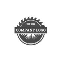 houtbewerking logo-ontwerp, dennenboom, grinder, mes voor of timmerwerk vector