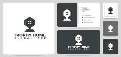 logo ontwerp trofee huis, beker, kampioen, huis, dak, symbool vector