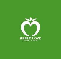 Apple liefde hart logo eenvoudig ontwerp. vector
