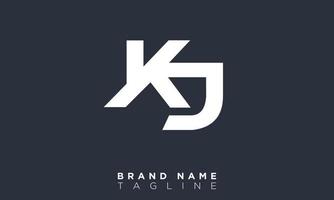 alfabet letters initialen monogram logo kj, jk, k en j vector