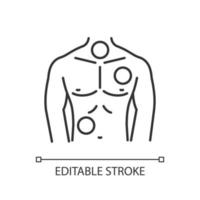 metastasen lineaire pictogram. borst kanker. thorax- en longtumoren. verspreiding van kanker. pathogene cellen. dunne lijn illustratie. contour symbool. vector overzichtstekening. bewerkbare streek.