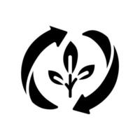 teruggroeiend zwart glyph-pictogram. groeiende plant uit restjes. kamerplanten verzorgen. groei en ontwikkeling van zaailingen. silhouet symbool op witte ruimte. solide pictogram. vector geïsoleerde illustratie