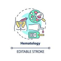 hematologie concept icoon. bloed bestuderen en analyseren. medisch centrum service abstracte idee dunne lijn illustratie. geïsoleerde overzichtstekening. bewerkbare streek. vector