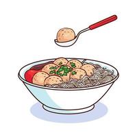 hand getekend bakso eten 1 vector