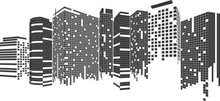 stadsgezicht op witte achtergrond, bouwperspectief, modern gebouw in de skyline van de stad, stadssilhouet, stadswolkenkrabbers, zakencentrum vector