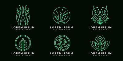 set van natuur holistisch logo-ontwerp vector