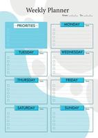 abstracte blauwgrijze weekplannersjabloon voor takenlijst vector