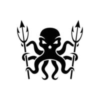 kraken hoofd schedel logo sjabloon vector