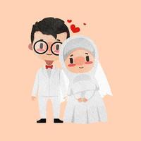 schattige cartoon moslim paar bruiloft aquarel vector