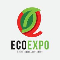 eco expo en e letter type logo ontwerp vector