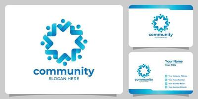 set eenvoudige community-logo's en visitekaartjes vector
