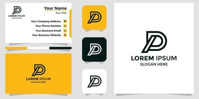 minimalistische logo letter d combinatie van p en branding card vector