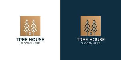 minimalistische boomhut ontwerp logo set vector