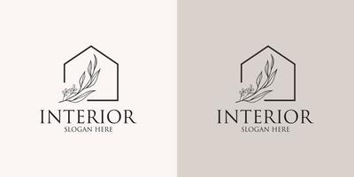 handgetekende minimalistische interieur logo set vector