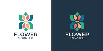 minimalistische kleurrijke bloemen logo set vector