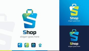 letter s logo - winkel logo ontwerp inspiratie - boodschappentas vector logo sjabloon
