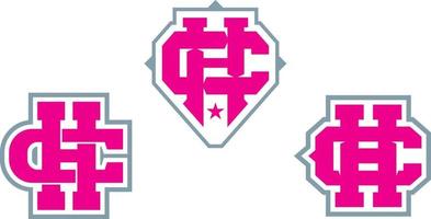 letter c en h monogram in college sportstijl. logo, etiket. sport typografie vector